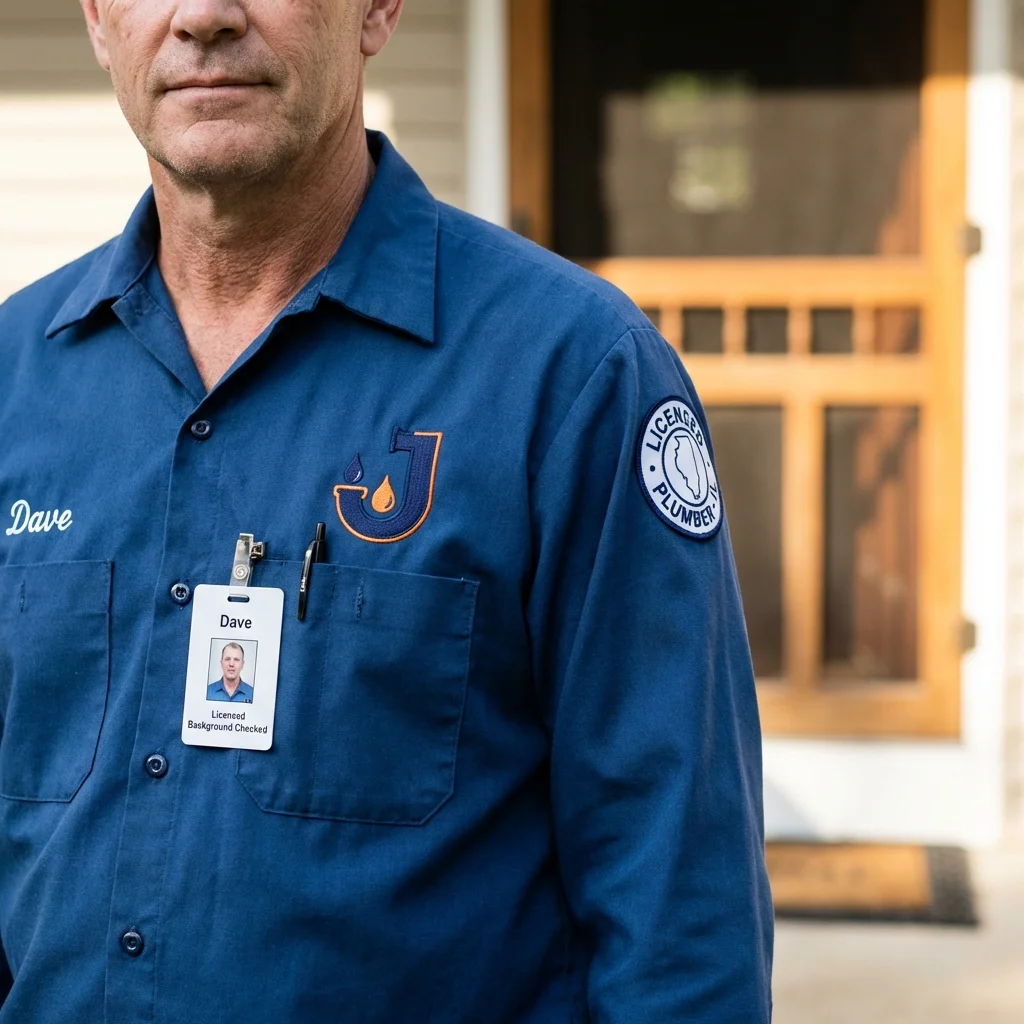 Licensed plumber showing ID badge in New Hope, AL