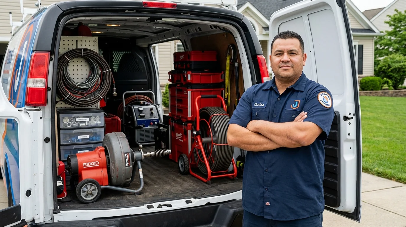 Professional drain cleaning equipment and Johns Plumbing LLC plumber in New Hope