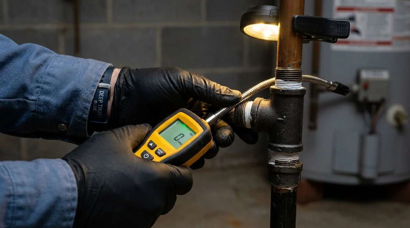 Gas leak detection with electronic sniffer by Johns Plumbing LLC in New Hope