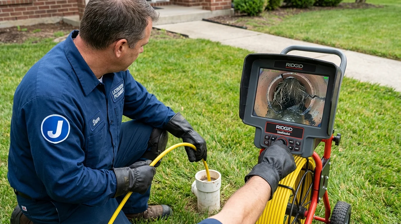 Sewer camera inspection being performed by Johns Plumbing LLC in New Hope