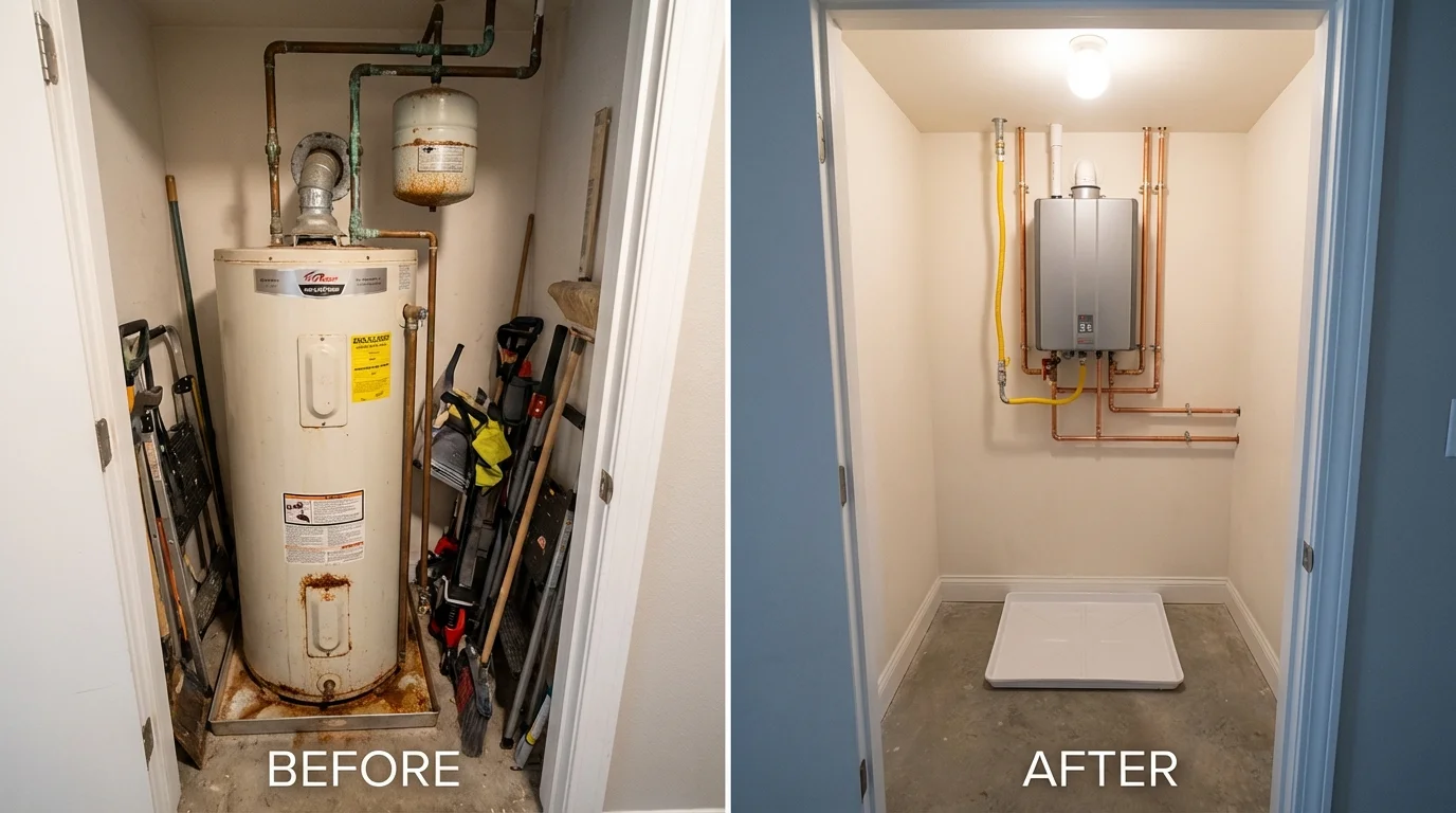 Tank water heater versus wall-mounted tankless unit comparison for New Hope, AL homeowners